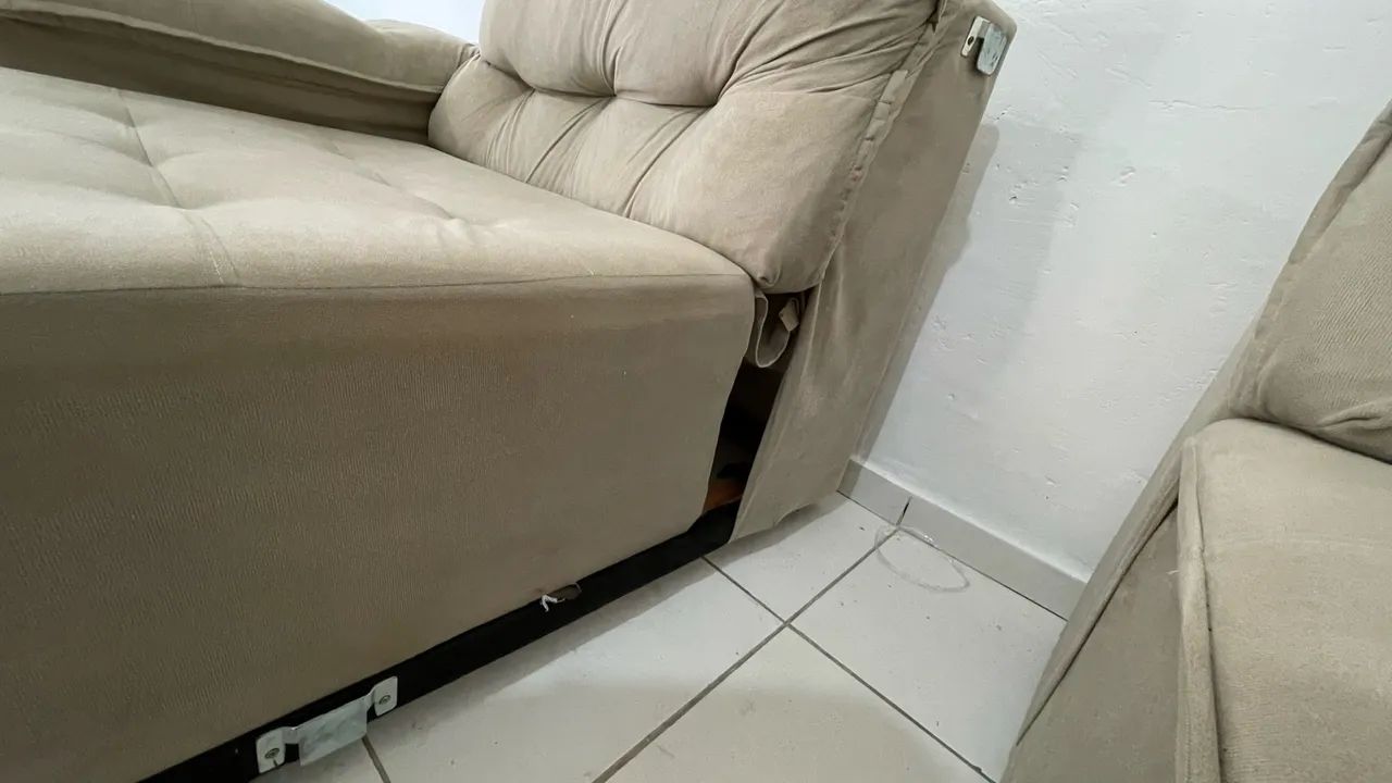 Sofá de Canto com Chaise Bege - Espaçoso e Confortável - Foto 5
