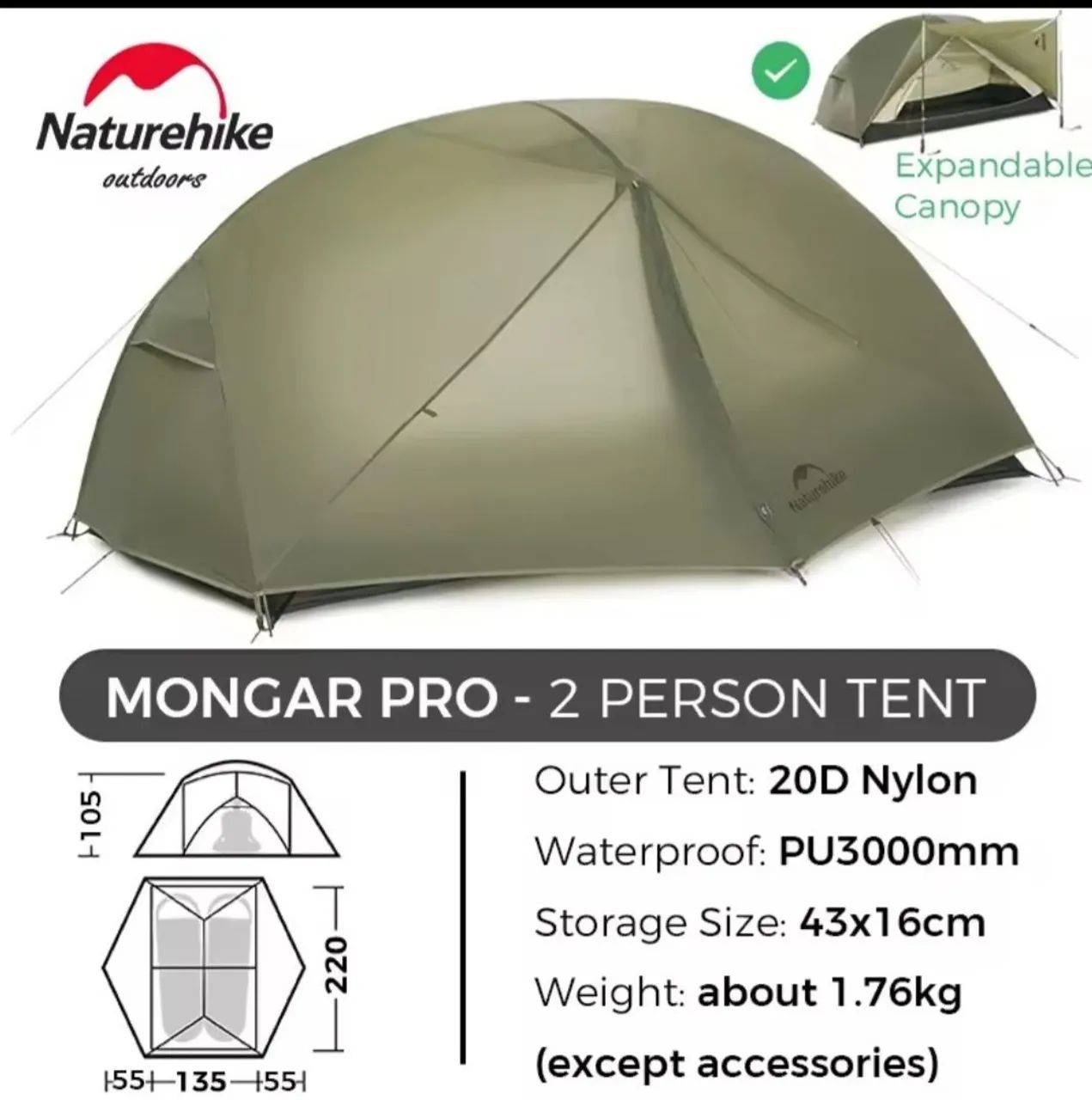 Barraca Naturehike Mongar 2 PRO (Nova com garantia) - Foto 4