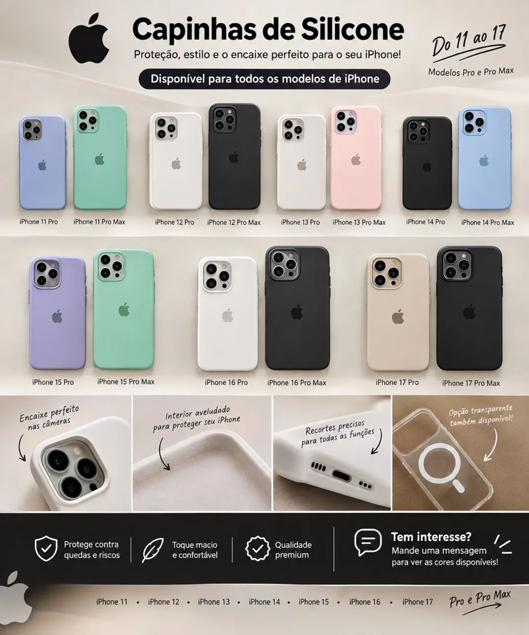 Capinhas de silicone para iPhone 