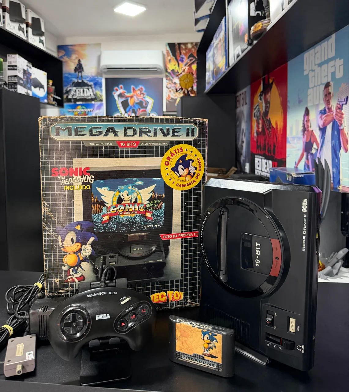 Mega Drive II + Cartucho Original Do Sonic 