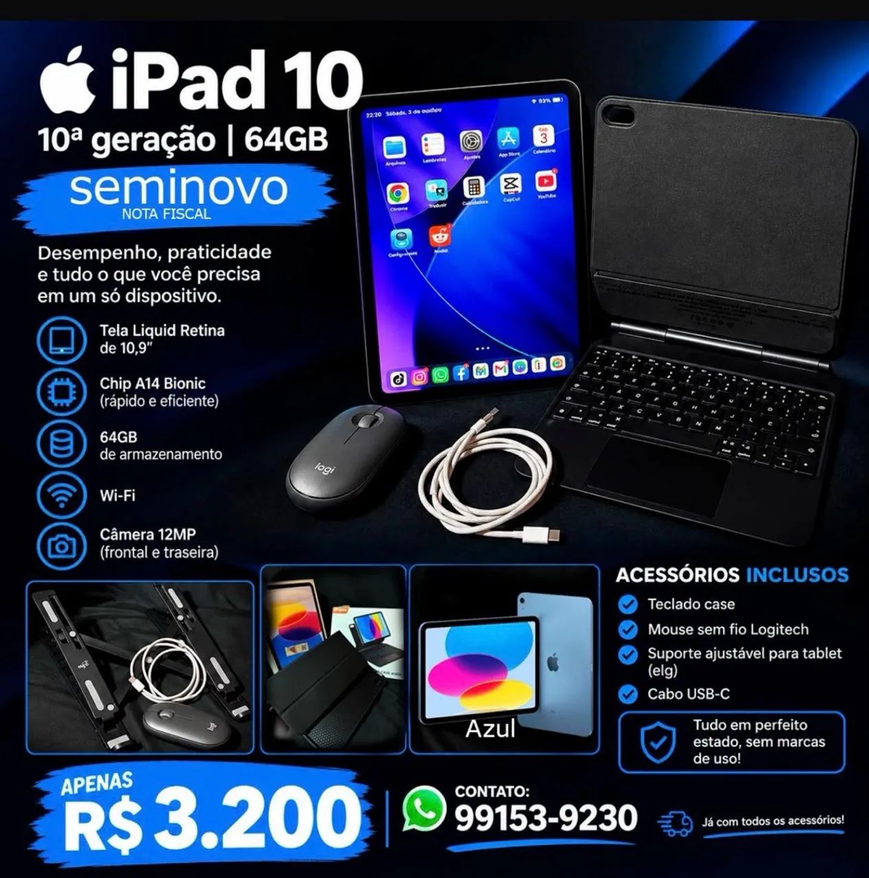 Apple Ipad 10a Geração Azul 64gb Wi-fi