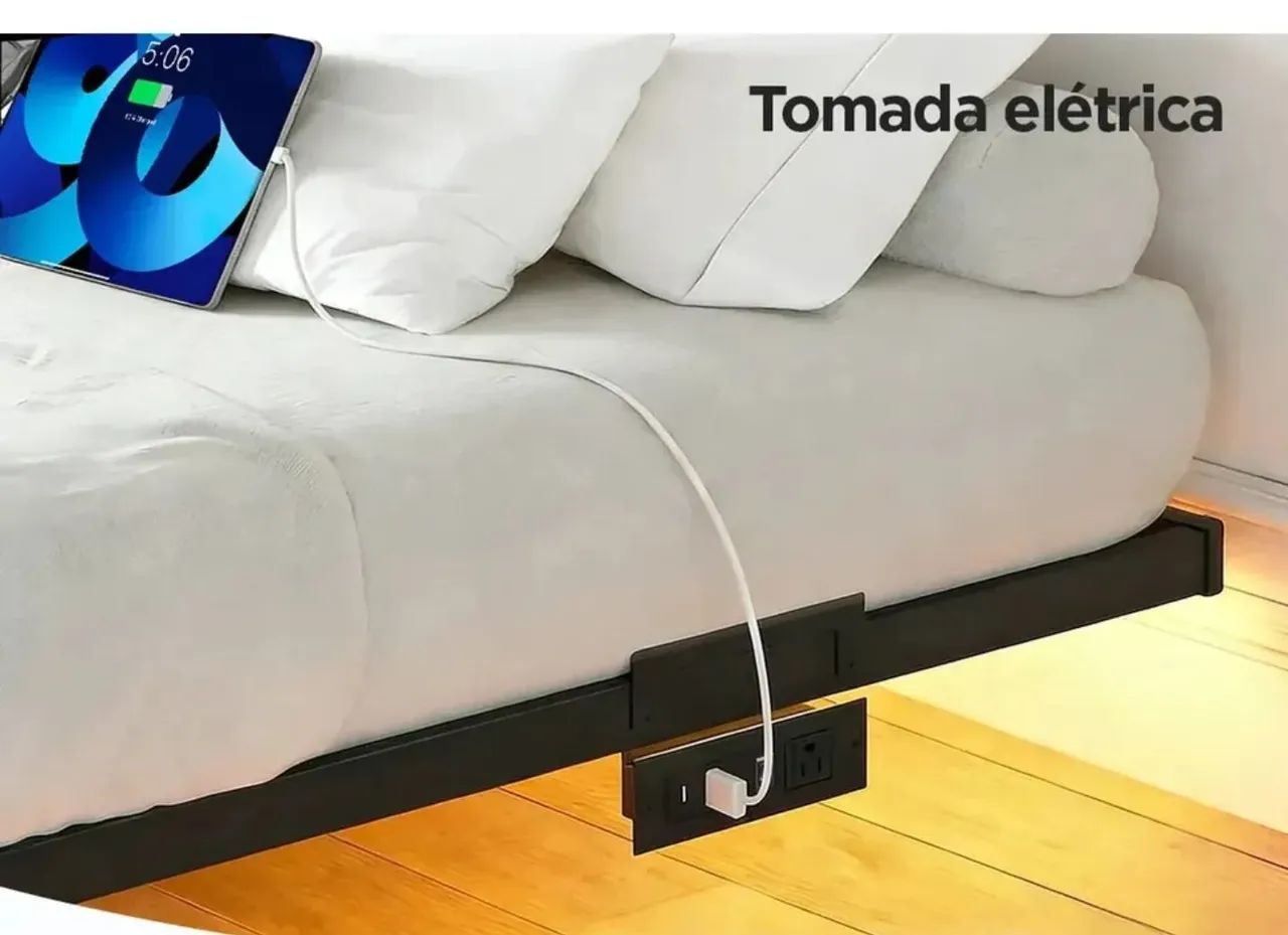Cama suspensa com led e tomadas  - Foto 3