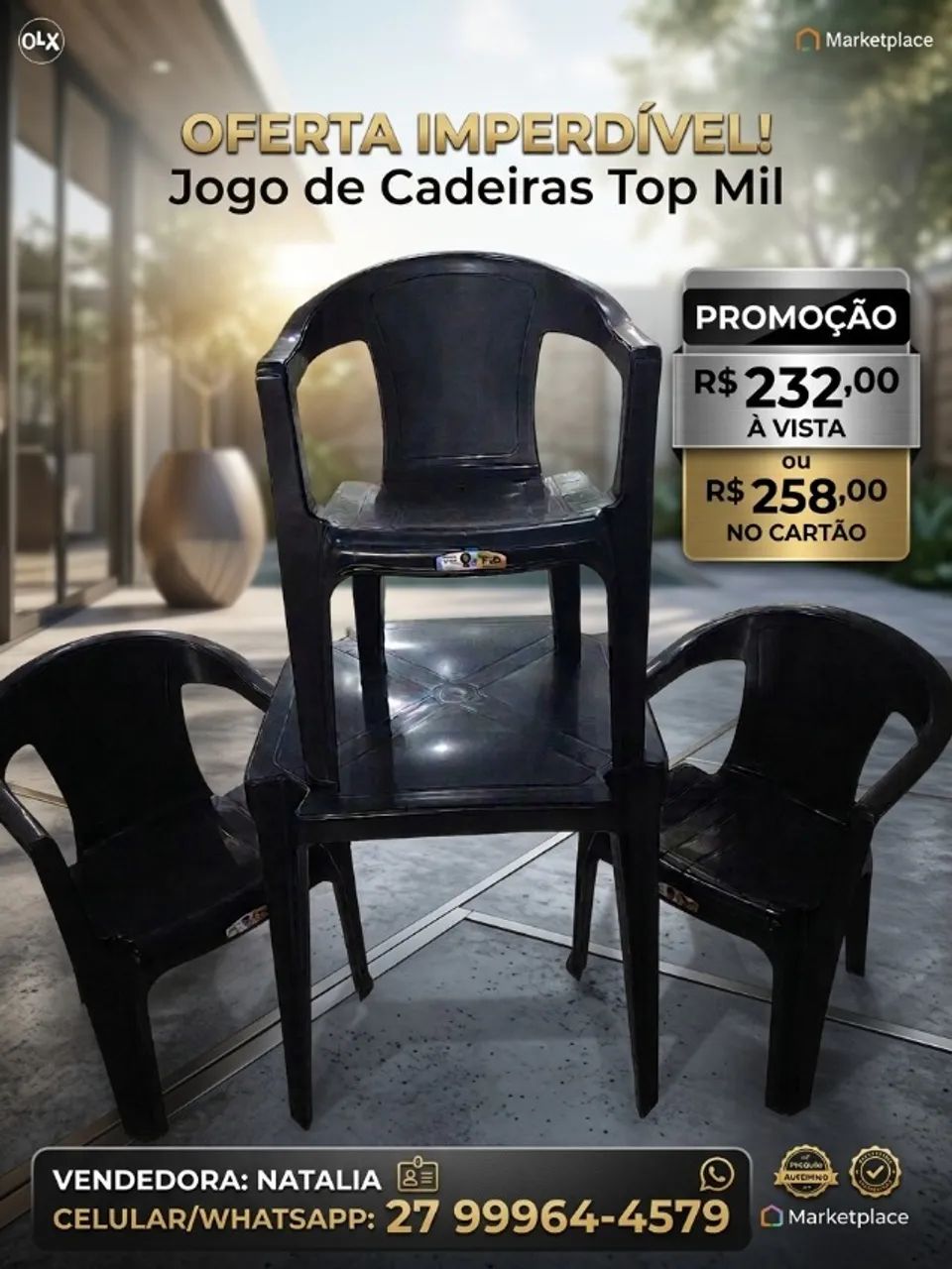 JOGO DO MESA PLÁSTICAA COM 4 POLTRONAS  - Foto 2