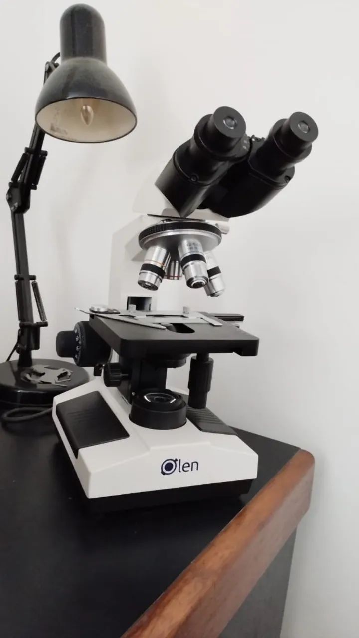 Microscópio Óptico Biológico Binocular 1600x Acromático Olen