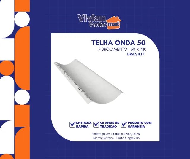 Telha Fibrocimento Onda 50 Brasilit 4,10 comprimento