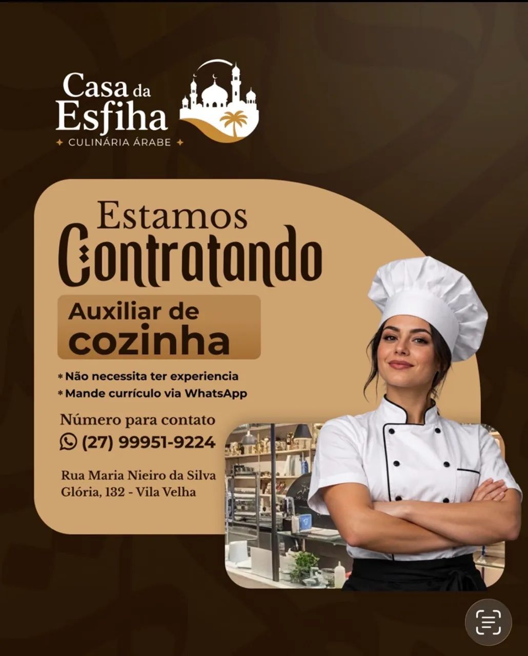 Contrata-se auxiliar de cozinha