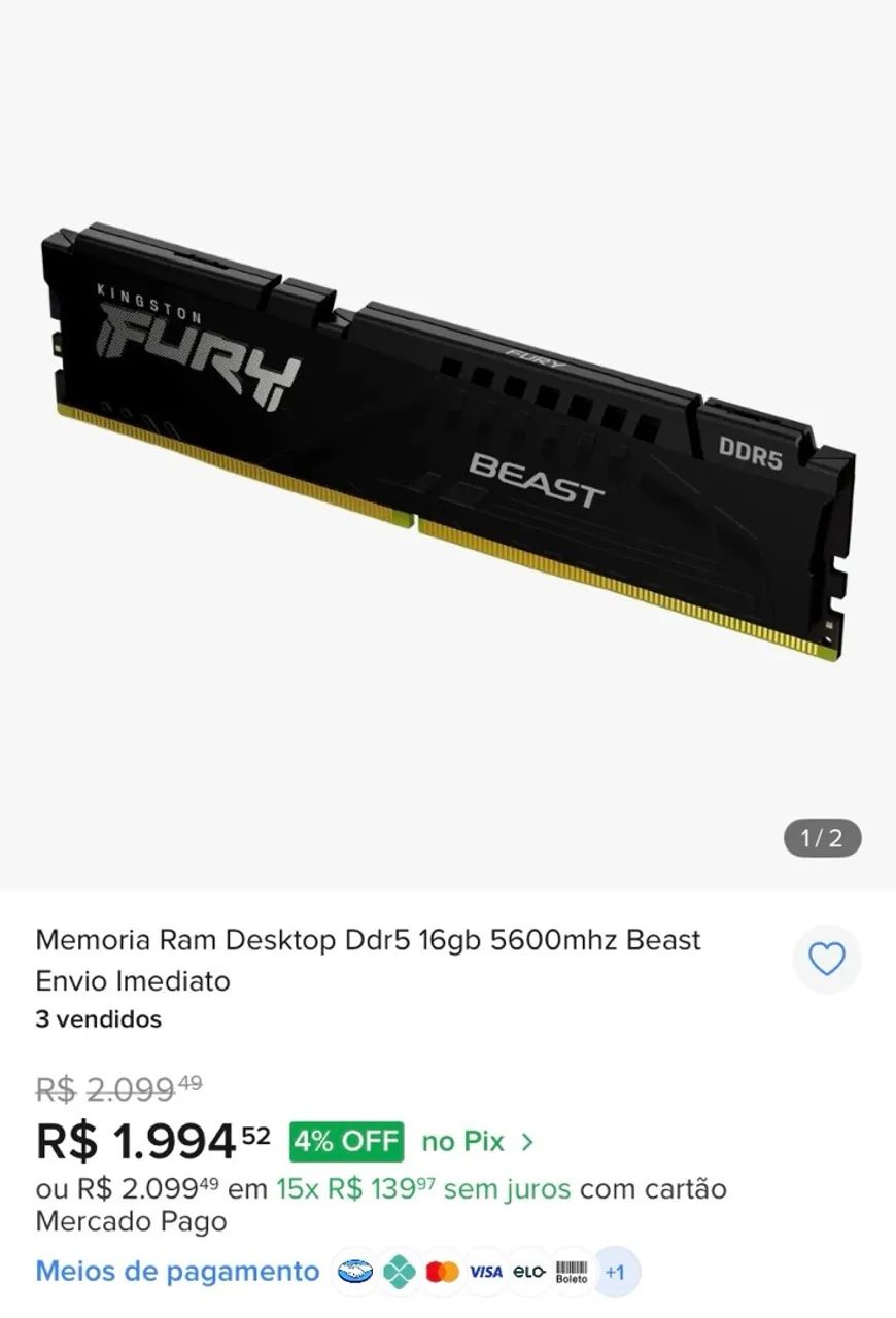 Memória RAM ddr5 - Foto 2