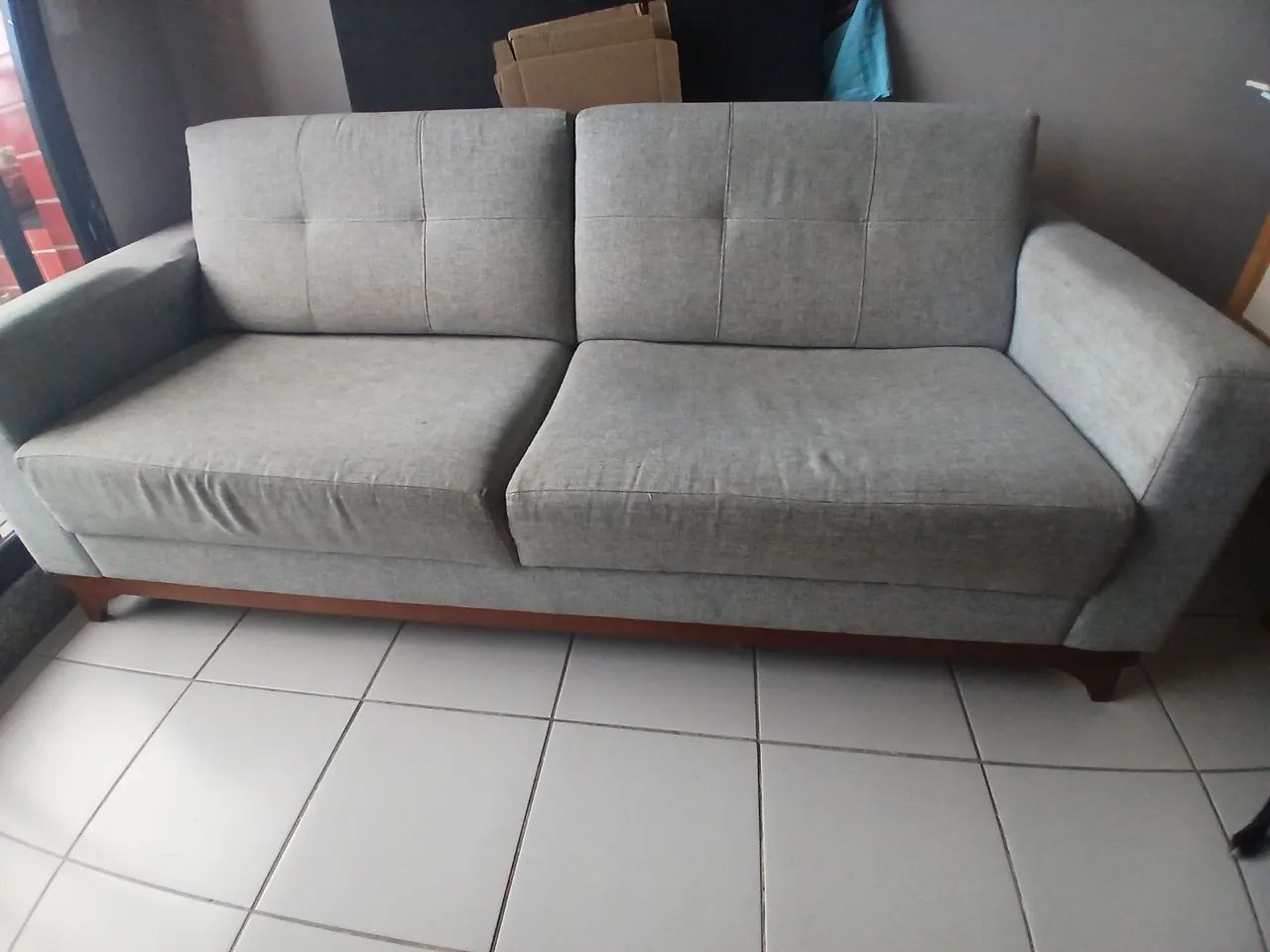 Sofá Herval 3 Lugares 2,05 m Linho Cinza - Foto 3