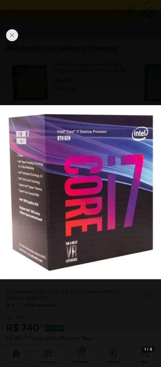 Intel Core i7-8700 faço o jogo processador amd ryzen 5 5500 - Foto 2