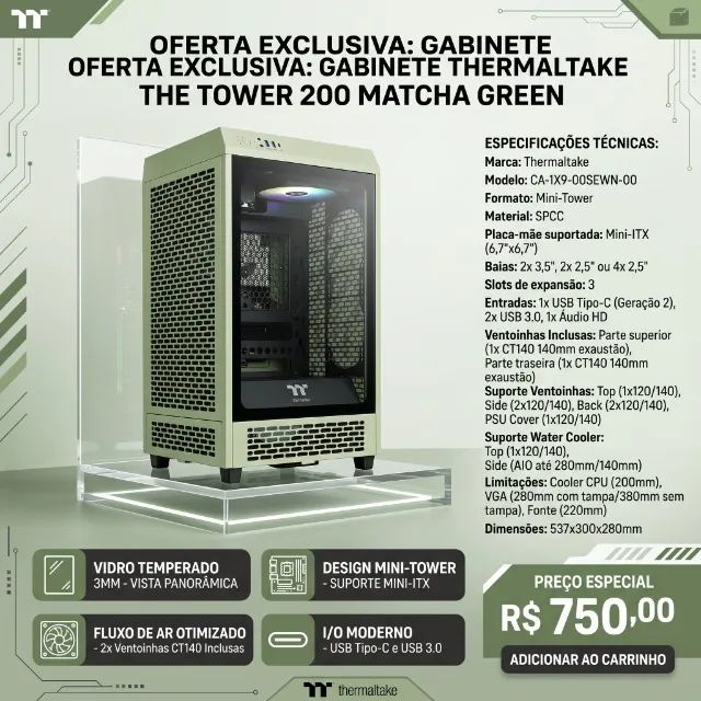 GABINETE PC THE TOWER 200 THERMALTAKE - Foto 4