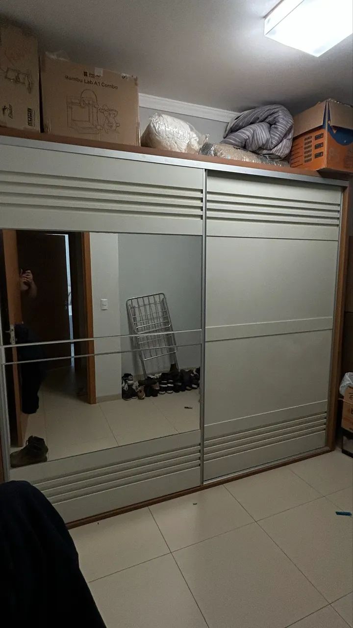 Guarda roupa com espelho 2 portas de correr 100% mdf 2,67 mt