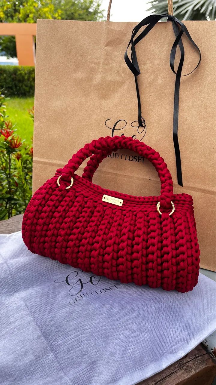 Bolsa de crochê fio de malha premium  - Foto 2