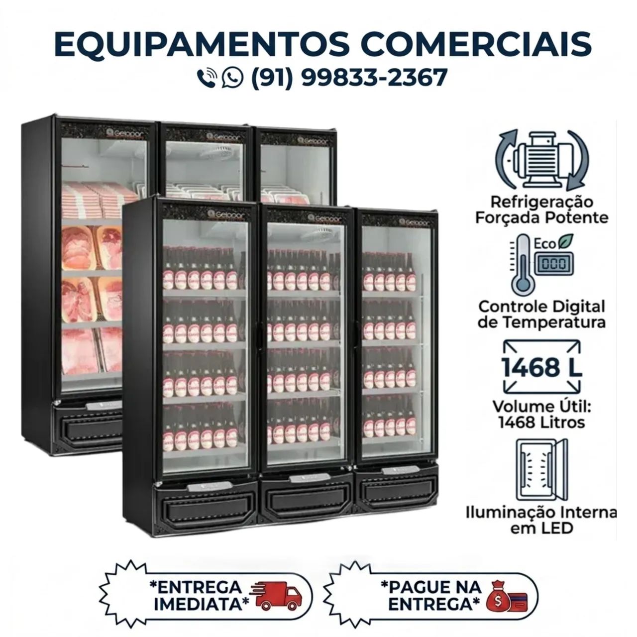 Cervejeira Expositora 3 Portas GELOPAR - Alta Capacidade e
