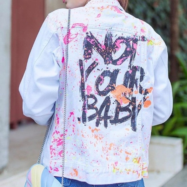 jaqueta jeans estampada