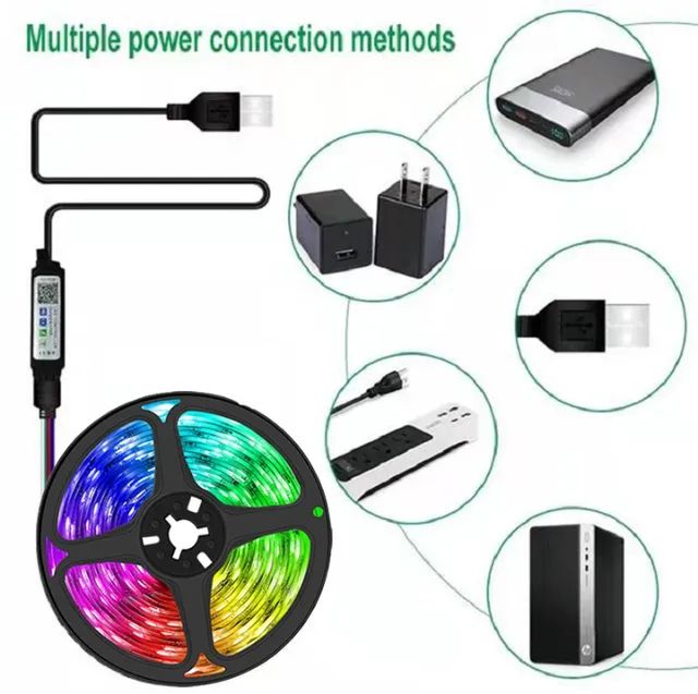 Fita de led RGB de 5 metros controle e aplicativo  - Foto 3