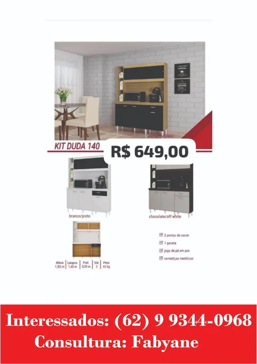 Armario de Cozinha kit duda 140