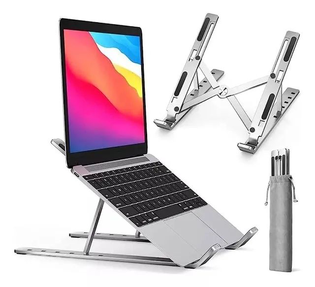 Suporte Apoio Base Ergonômico Regulável Aço Notebook/tablett Cor Prata - Foto 4