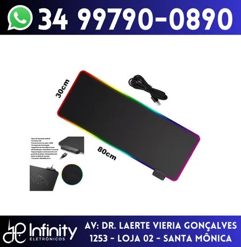Mousepad Gamer Grande com Led 13 cores 