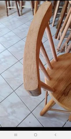 Banquetas de madeira maciça com encosto - Foto 4