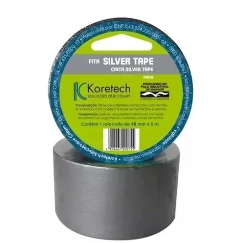 Fita Silver Tape Koretech 48mm X 5 Mt Multiuso Resistente