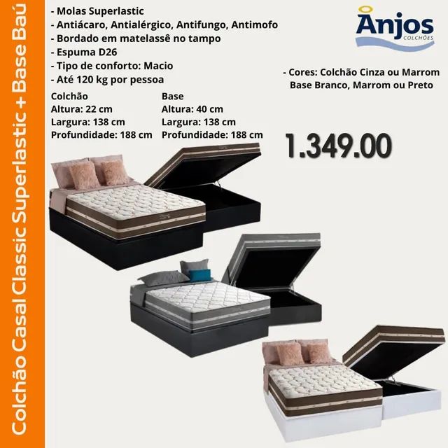 Colchão  casal classic superlastic + base baú _pronta entrega 