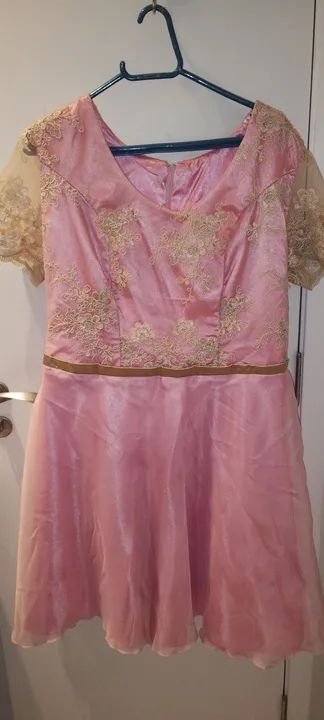 Vestidos mãe e filha - Rosa e dourado - Foto 2