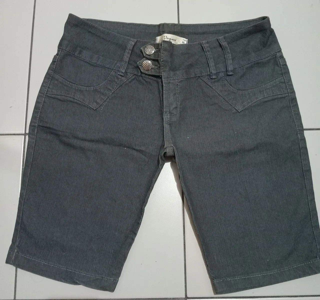 Bermuda Jeans Preta Feminina