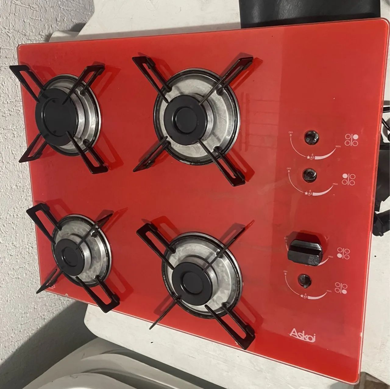 Cooktop Askoi 4 Bocas Vermelho - Usado, Sem Botões