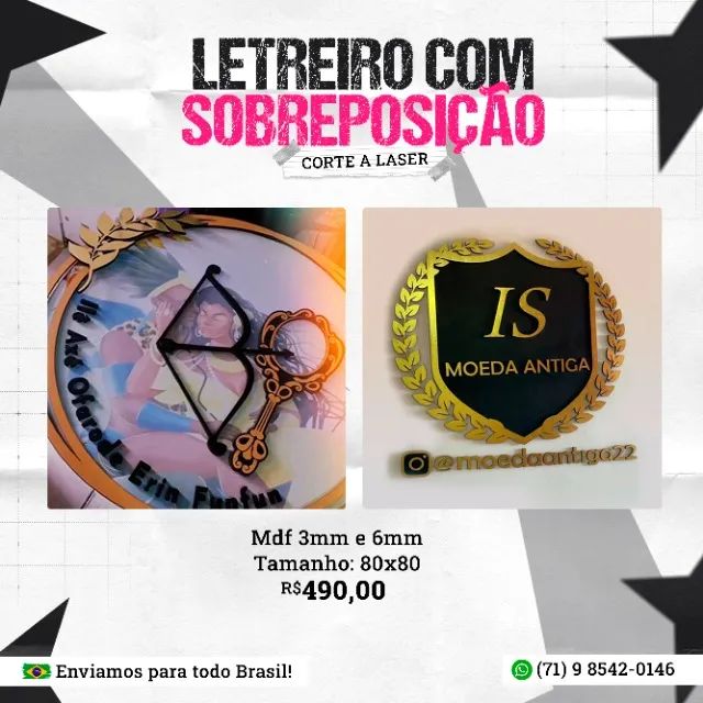 Letreiro Personalizado com Sobeposição - Mdf