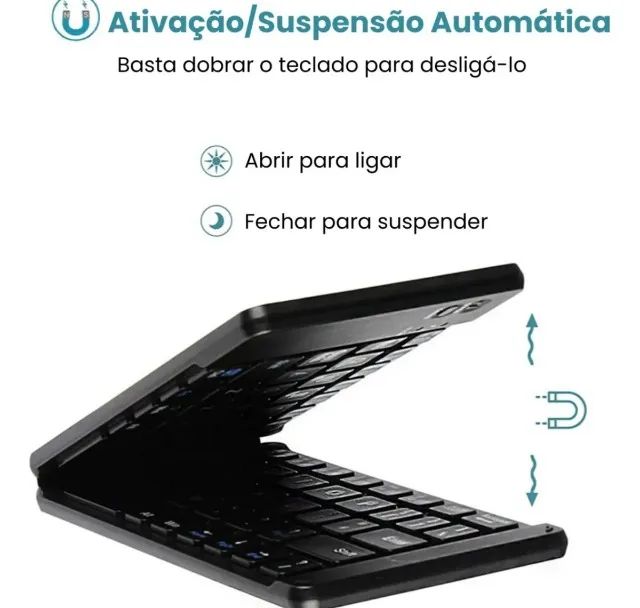Mini Teclado Dobrável de Bolso Para Celular Tablet e Notebook  com Ç Preto - Foto 3