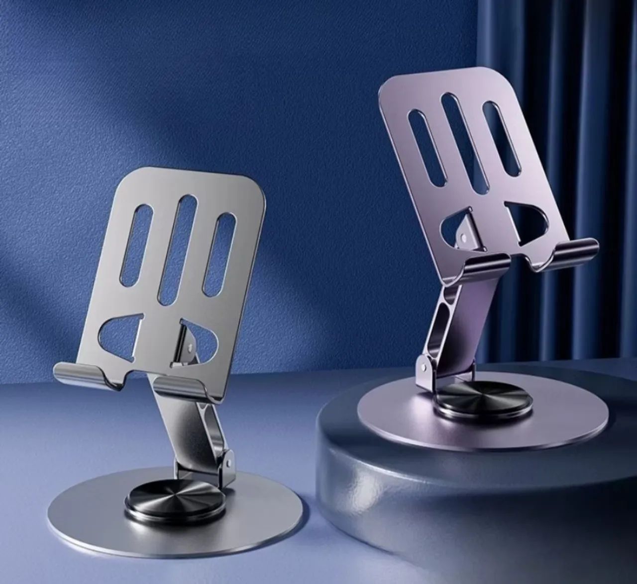 Suporte Alumínio de Mesa Base Rotatória Ajustável 360º Para Smartphones e Tablets -V8