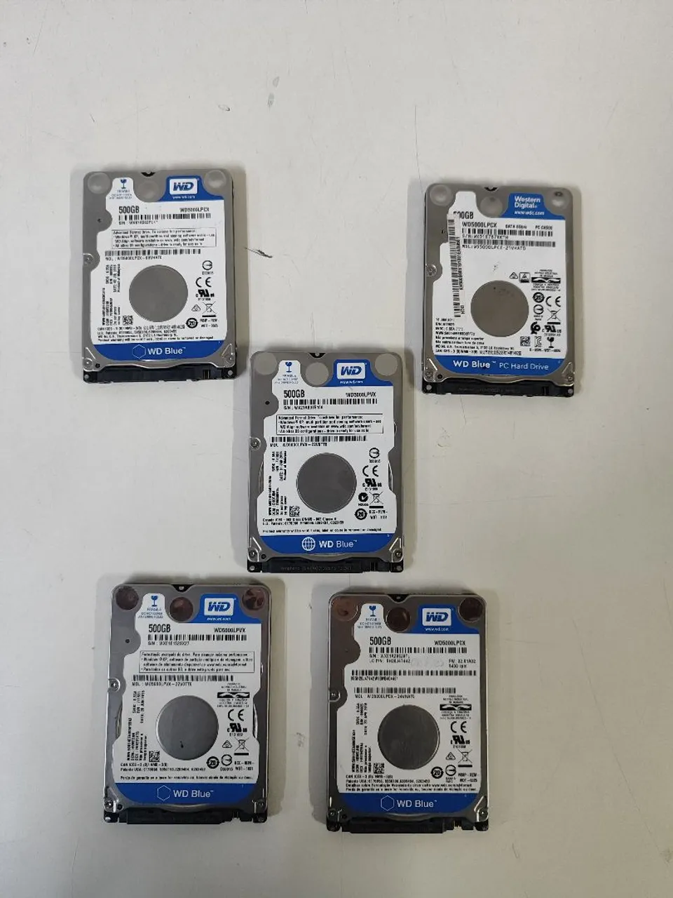 Lote 5 HDs WD Blue 500GB