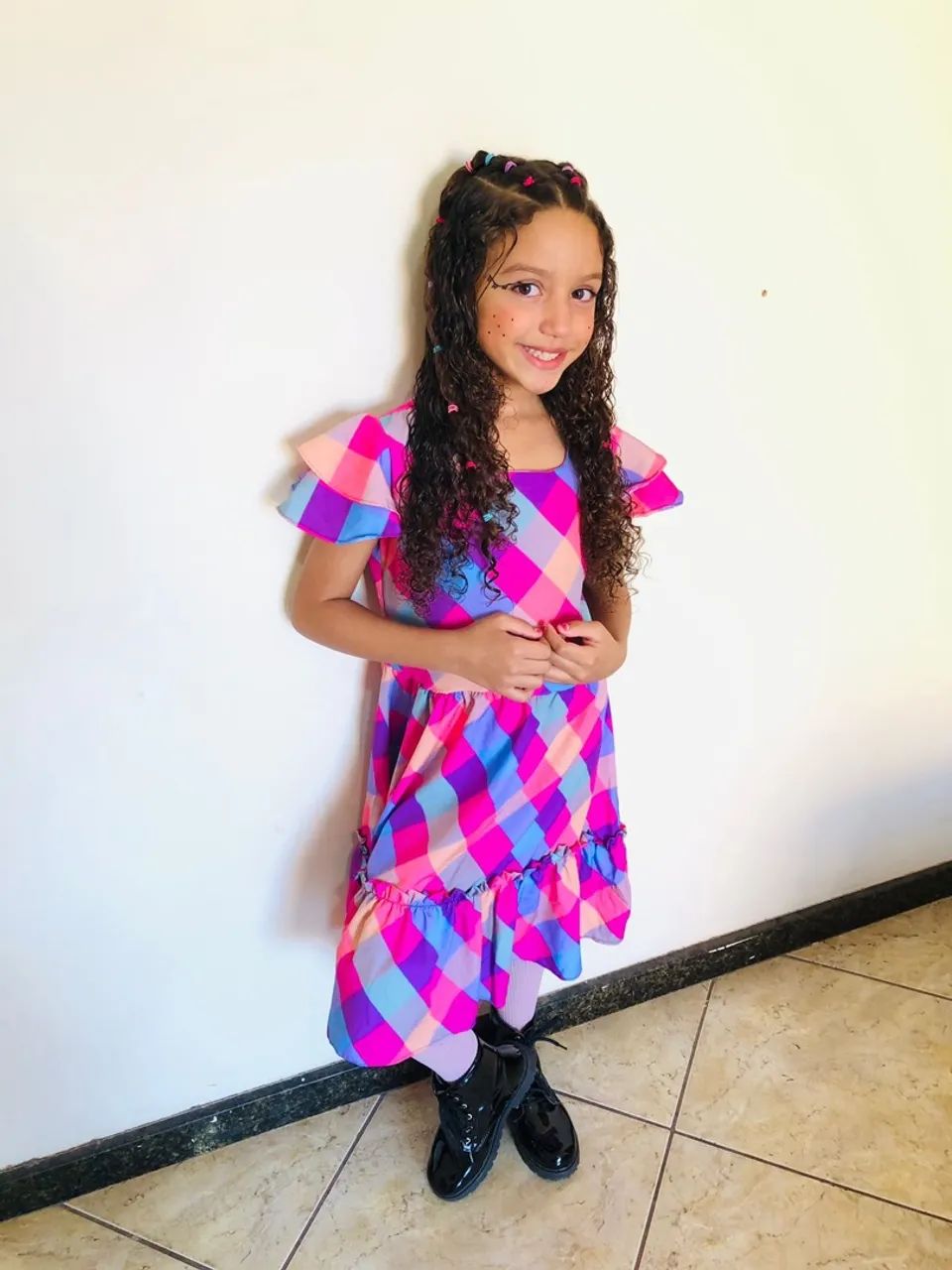 Conjunto Infantil Festa Junina - Blusa xadrez e saia - Foto 4