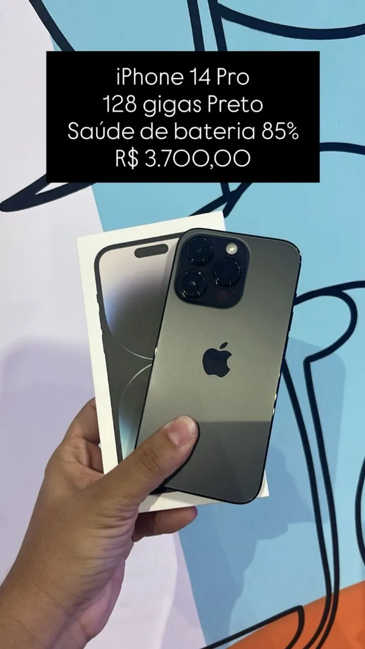 iPhone 14 Pro 256GB Branco Saúde de bateria 88% R$ 4.600,00 Semi