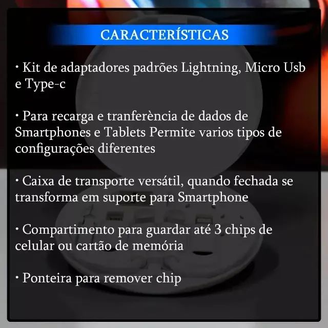 Kit De Adaptador Usb C Para Usb Lightning Micro - Com Estojo - Foto 2