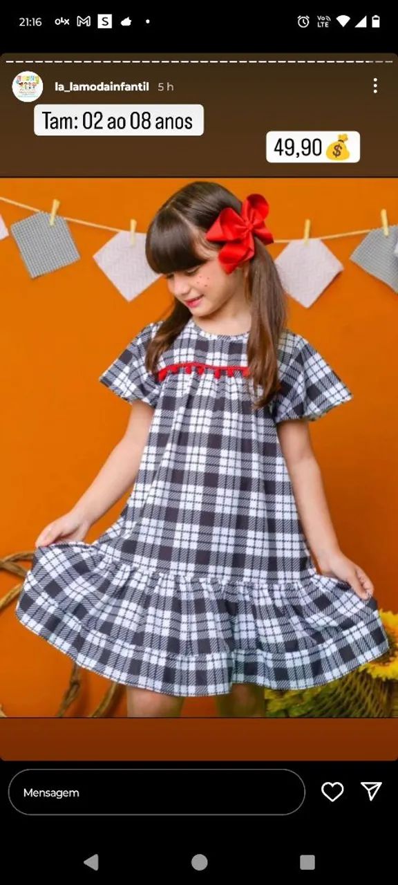 Blusa xadrez feminina e vestido  - Foto 2