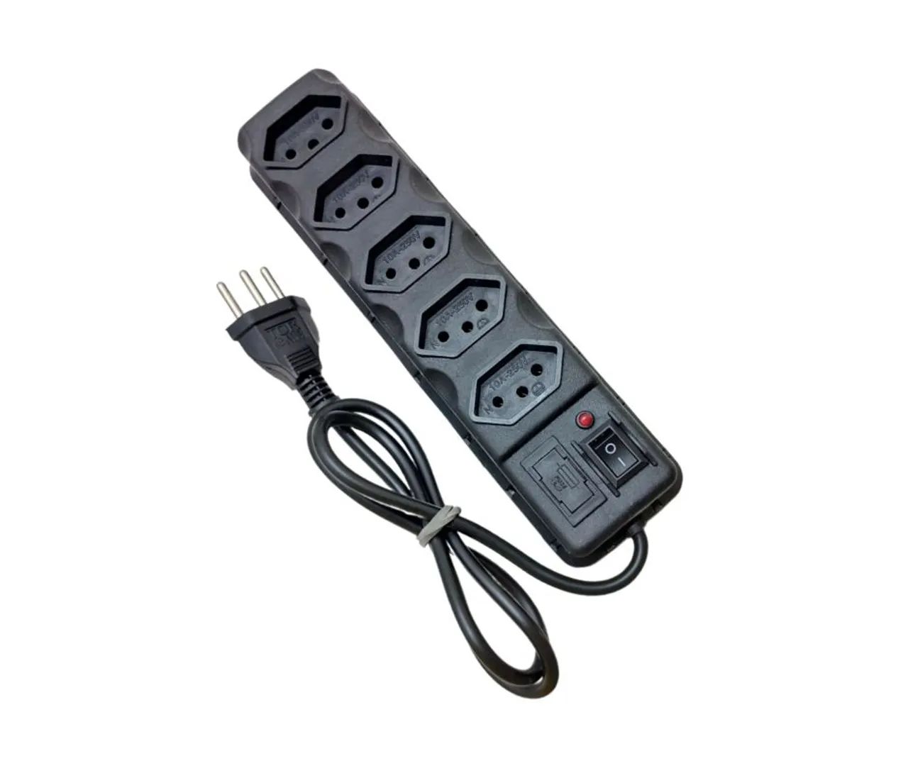 Extensor de tomada 5 tomadas Com Fusível de Proteção 