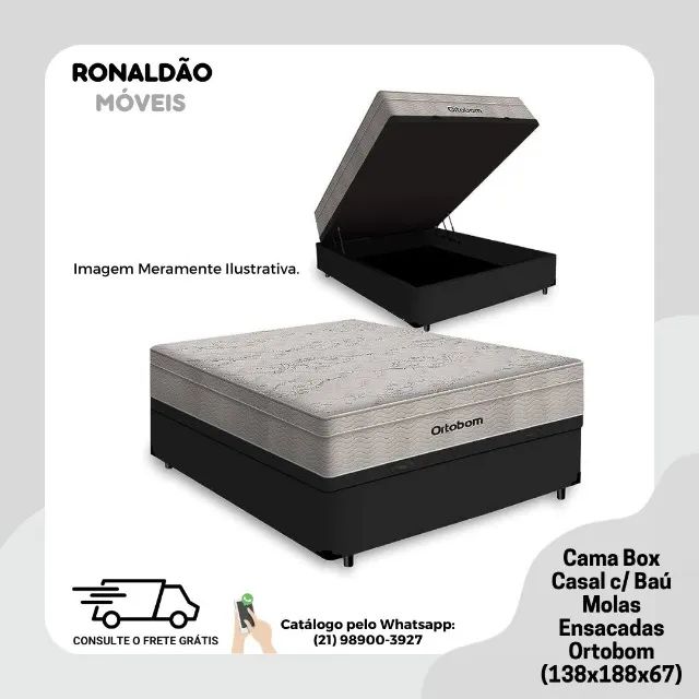 Cama Box Casal c/ Baú Molas Ensacadas - Entrega Rápida! 