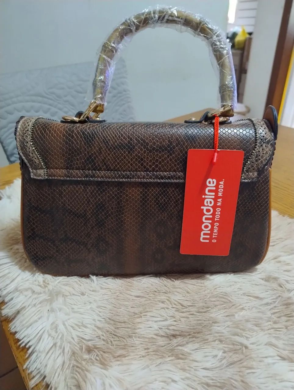 Bolsa de Mão Mondane Bege e Marrom - Foto 2