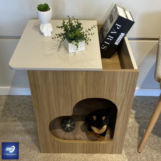 Mesa de Apoio e Lateral com Nicho Espaçoso para Pet