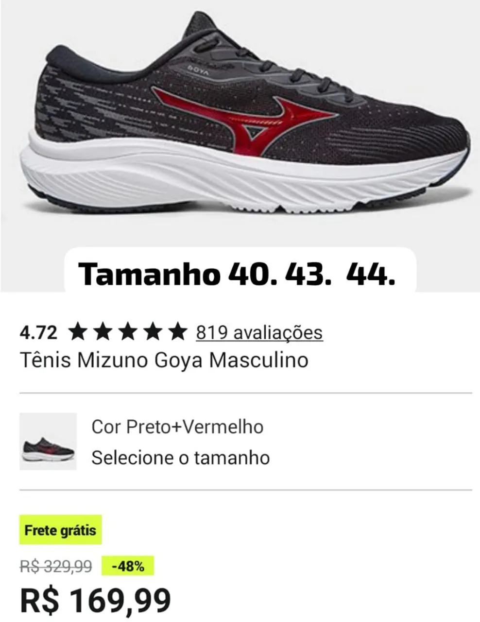 Tênis Mizuno Goya 41 ou 43