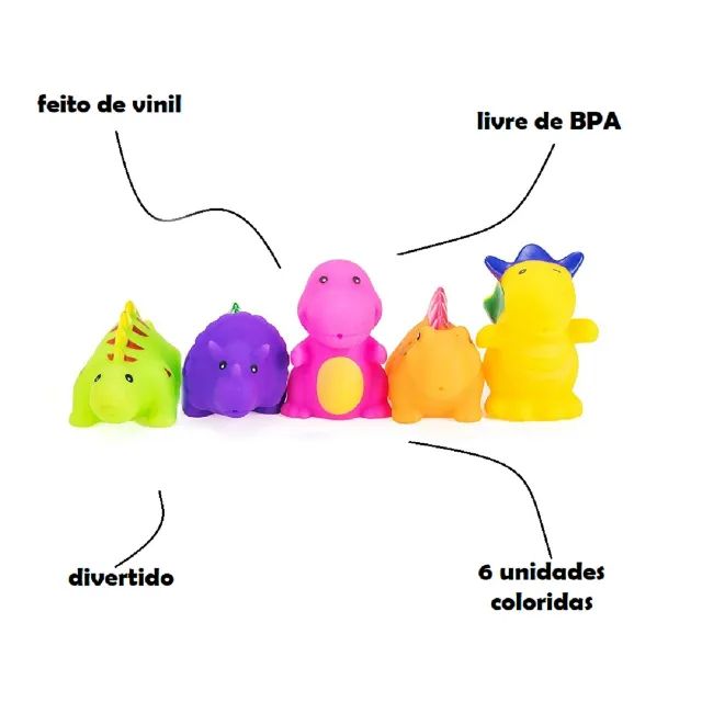 Kit Banho Legal Borracha Vinil Dino c/5 Bichos - Foto 3