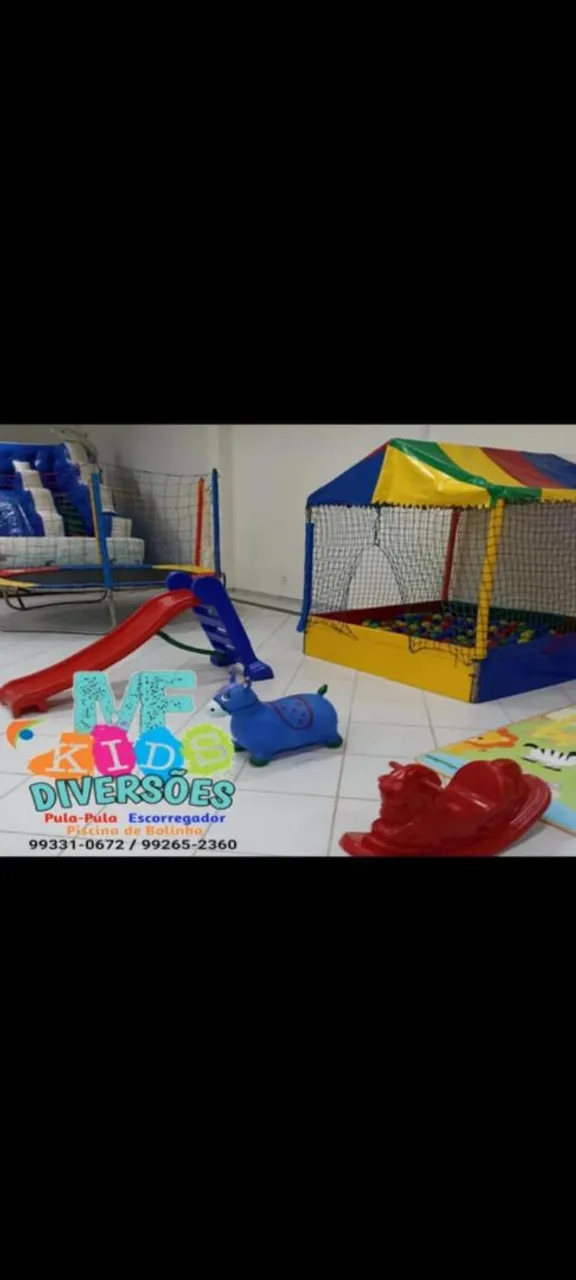 Tobogã inflável, pula pula, piscina de bolinhas, escorregador, cavalinhos