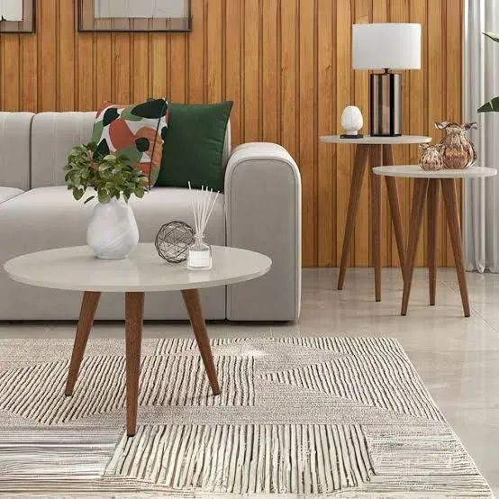 Mesa de centro redonda com pés de madeira100%MDF  - Foto 2