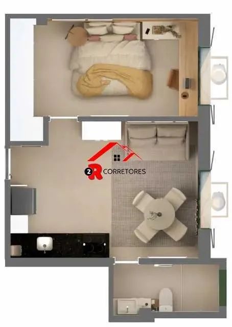 Copacabana, 1 quarto, laterral, 37,28m², Bairro Peixoto. - Foto 2