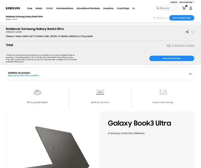 Notebook PREMIUM Samsung Galaxy Book Ultra i9 RTX 4070 32GB DDR5 - Foto 6