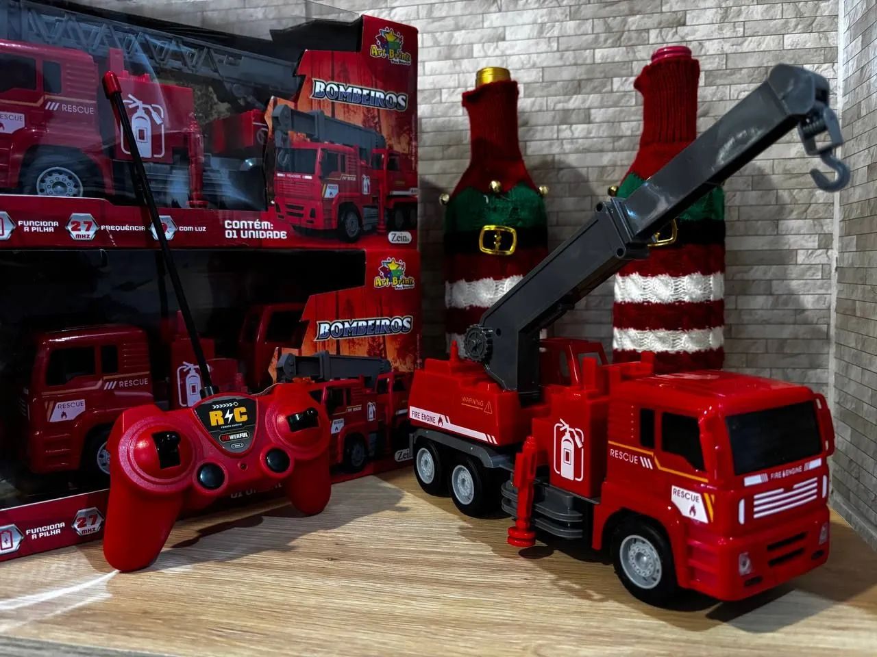 Caminhão do bombeiro carrinho de controle remoto com 7 funções/ aceitamos cartão 