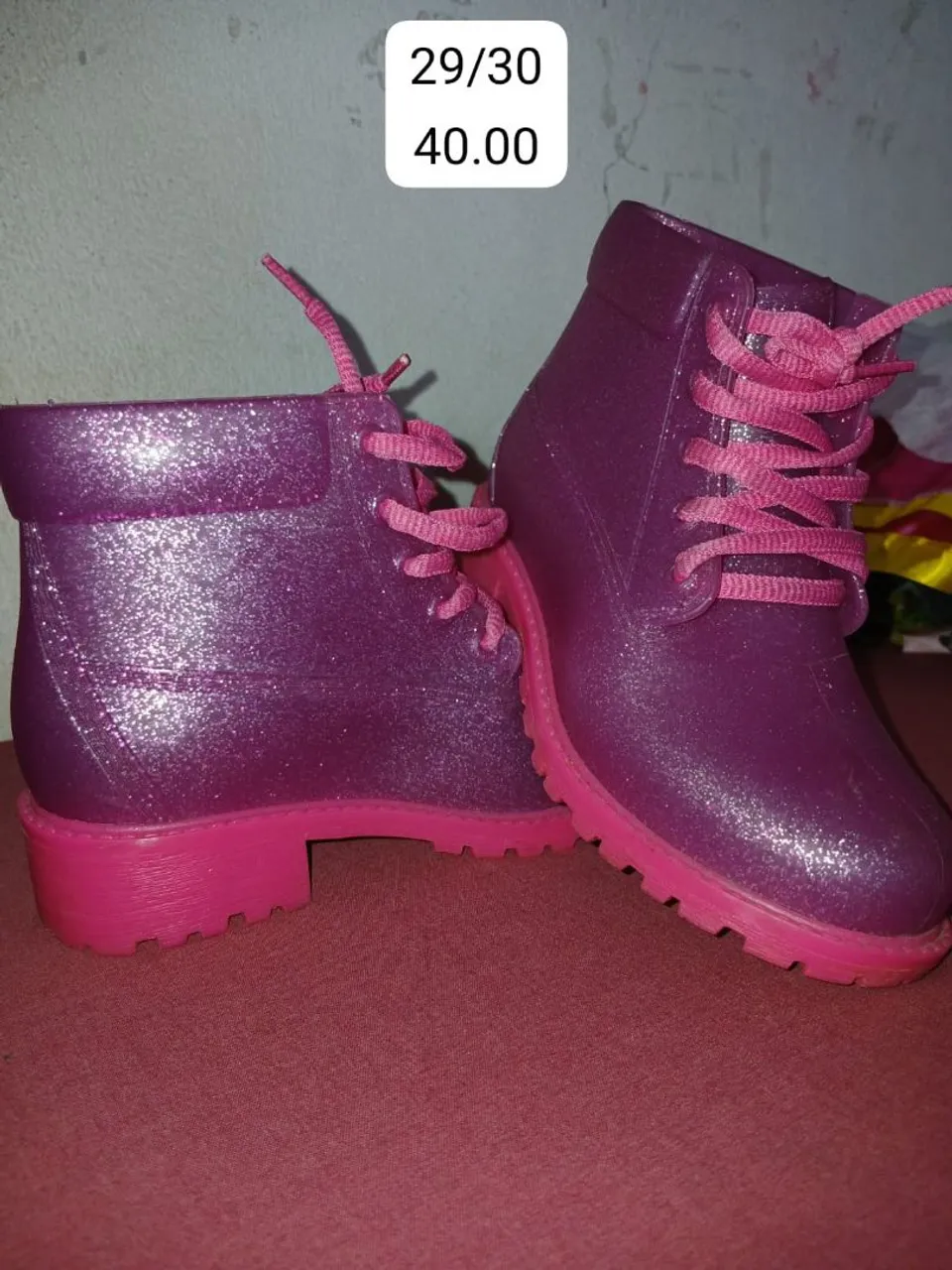 Botas infantis roxas com glitter - Tamanho 29/30