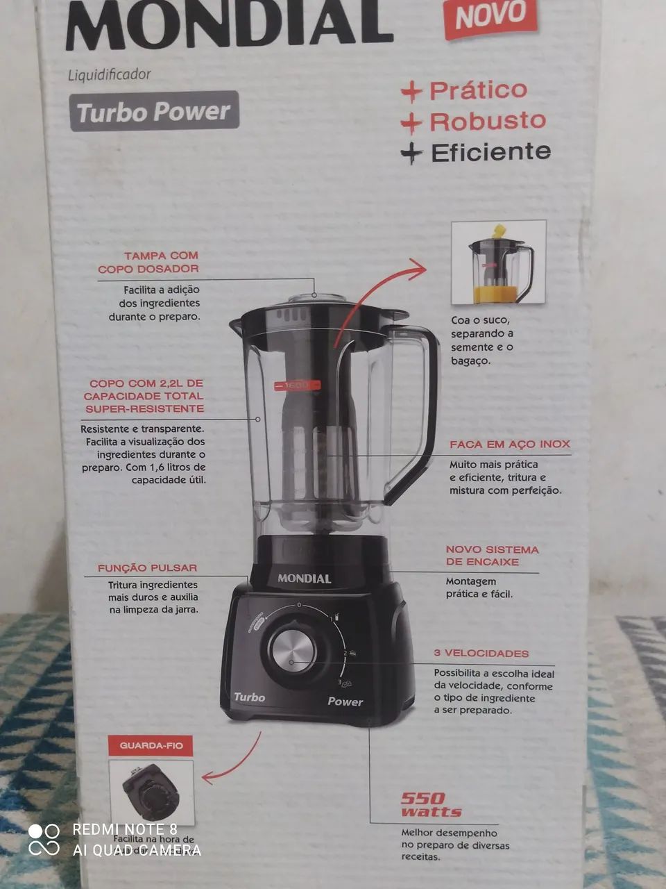 Liquidificador Mondial Turbo Power 2,2L - Novo - Foto 2