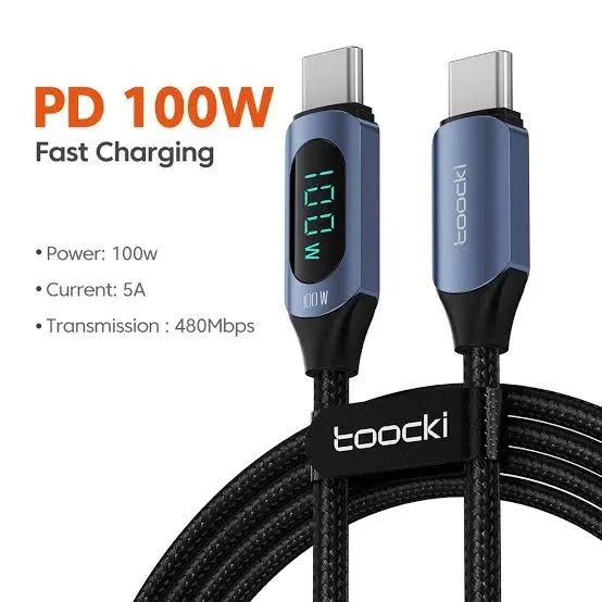 Cabo USB C para USB C 100W Toocki - Carga rápida - Foto 2